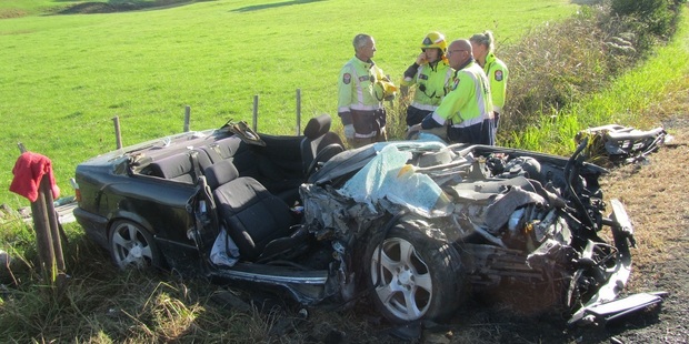 A 9-year-old child and man have been injured in the crash. Photo / Provided via Auckland Rescue Helicopter Trust