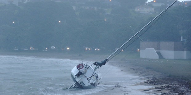 Storm damage at Okahu Bay in Thursday morning. Photo / Greg Bowker