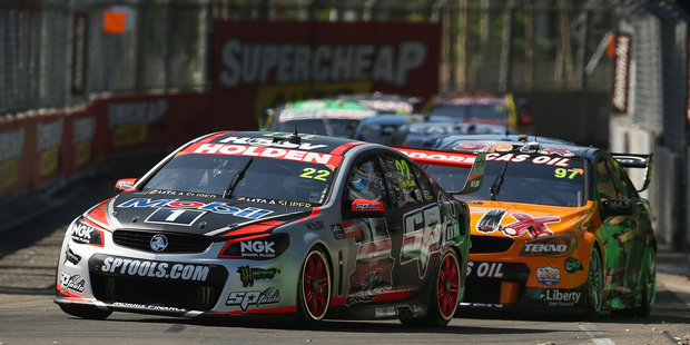 James Courtney leads the field during race 36 for the Sydney 500. Photo / Getty Images