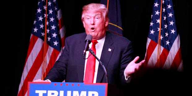 Republican presidential candidate Donald Trump speaks at a campaign rally at the Infinity Event Center. Photo / Getty