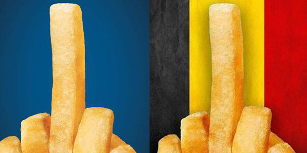 The controversial Burger King campaign shows fries arranged to look like they're giving the middle finger, in defiance and anger at the Isis terrorists who claimed responsibility for the bombings.