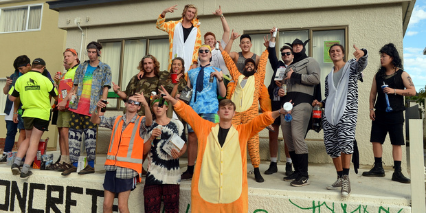 Students attend the annual Hyde street party in Dunedin. Photo / Otago Daily Times