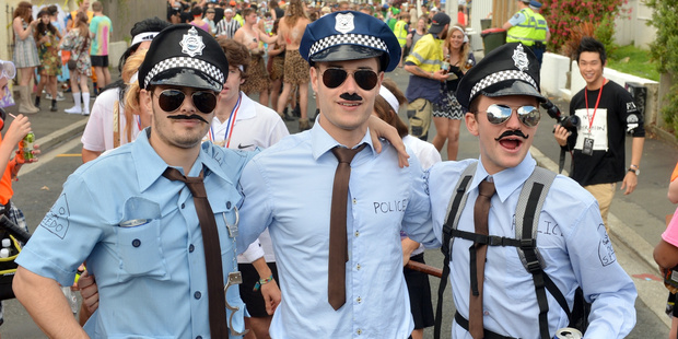 Dressed to impress, students attend the annual Hyde street party in Dunedin. Photo / Otago Daily Times