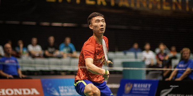 Huang Yuxiang (China) vs top seed Son Wan Ho (Korea) at the SKYCITY NZ Badminton Open, 25th March 2016. Photo / Luke Lee