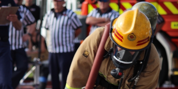 NEXT LEVEL: Whanganui firefighter Tanja Grunwald recorded a world-class time at the National Firefighter Combat Challenge in Wellington last weekend.PHOTO/SUPPLIED