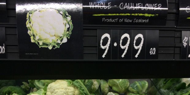 Cauliflowers were being sold for $9.99 at New World. Photo / Supplied