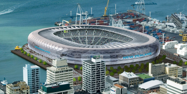 An artists impression in 2006 of a Waterfront Stadium for Auckland.