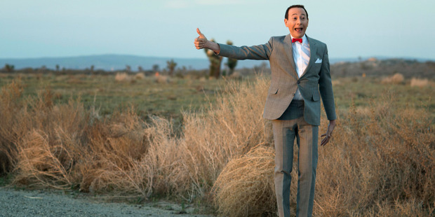 Pee-wee Herman (Paul Reubens) leaves his hometown for adventure in New York in the Netflix movie Pee-wee's Big Holiday. Photo / Glen Wilson, Netflix