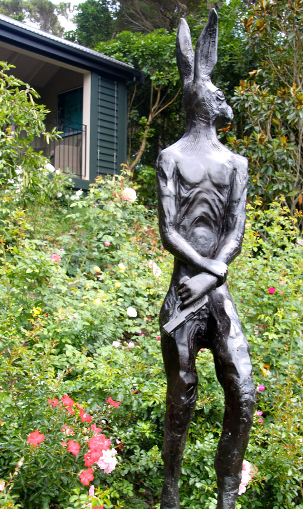 Paul Dibble's sculptures include Rabbit Fights Back II.