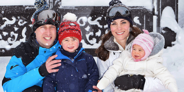 The royal family enjoying a skiing holiday in the French Alps. Photo / Getty Images