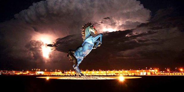 An ominous bucking horse greets visitors to Denver International Airport. Photo / Eric Golub, Flickr