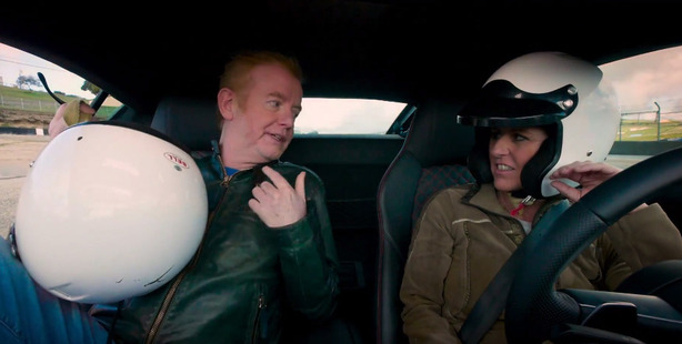 Top Gear hosts Chris Evans and Sabine Schmitz.