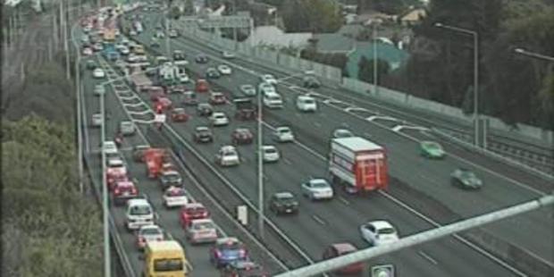 Traffic has backed up due to the crash in the Auckland suburb of Newmarket. Photo / NZTA