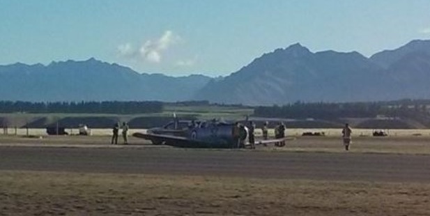 The wartime Harvard crashed shortly after take off. Photo / Twitter / NZAviation