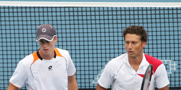 Marcus Daniell and Artem Sitak prepare to serve. Photo / Getty Images
