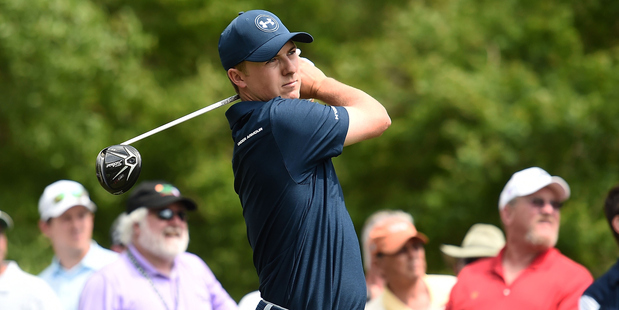 Jordan Spieth hits his tee shot on the second hole during the Shell Houston Open. Photo / Getty Images