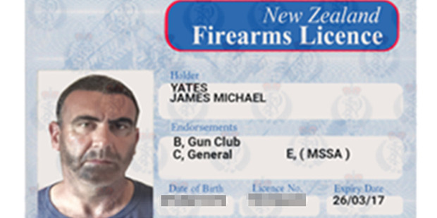 Police are investigating a series of alleged illegal firearms purchases involving an individual using a forged firearms license. The license is in the name of James Michael Yates. Photo / Supplied
