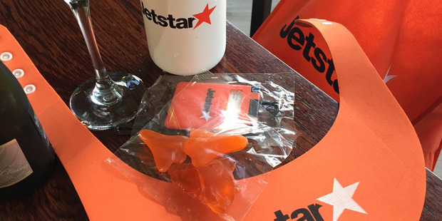 The goody bag handed out on Jetstar's inaugural flight to the Cook Island. Photo / Tracey Bond