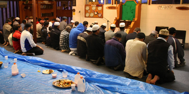 Prayer at sundown, looking towards Mecca at the Hawke's Bay Mosque and Islamic Centre. Photo / Duncan Brown