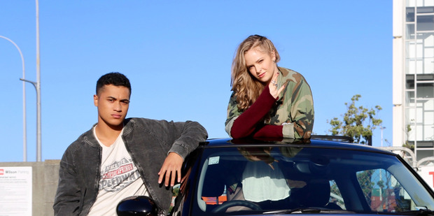 James Rolleston and Ashleigh Cummings and the mini starring in the remake of Goodbye Pork Pie