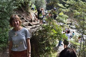 Anna Jackson on the waterfall walk to the Waitonga Falls.