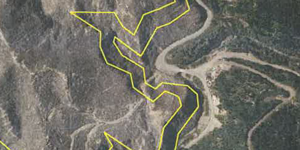 The JNL formed road (light brown line) differs from the unformed paper road (yellow highlighted) in many parts. PHOTO/SUPPLIED
