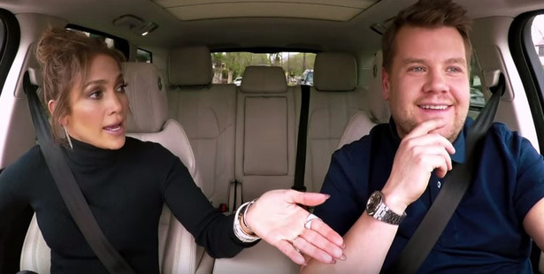 J-Lo jumps in the passengers seat for Carpool Karaoke with James Corden.