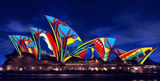 An artists' impression of the light display that will be projected on the Sydney Opera House for this year's Vivid festival. Photo / Supplied