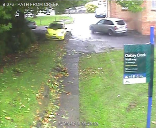 CCTV footage shows the attackers leaving in the victim's car.