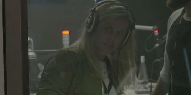 Laura McGoldrick checks out the situation in the middle of the prank.