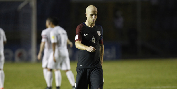 United States' Michael Bradley leaves the field after his side lost their first match to Guatemala. photo / AP
