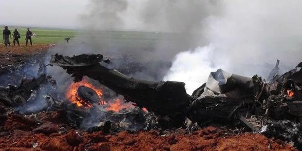 State TV said the warplane was shot down with a surface-to-air missile. Photo / AFP
