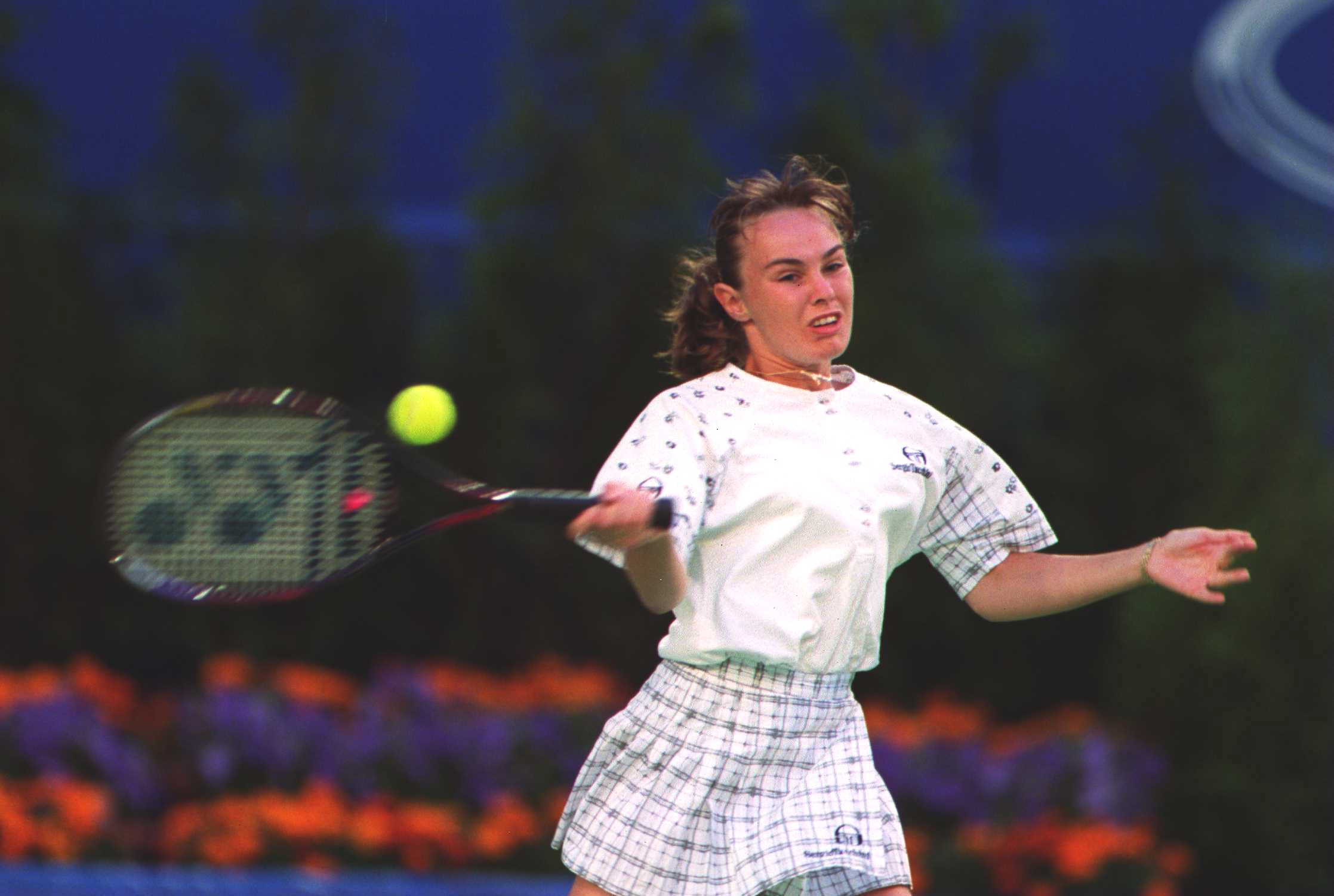 Martina Hingis participating at the Australian Open, aged 16