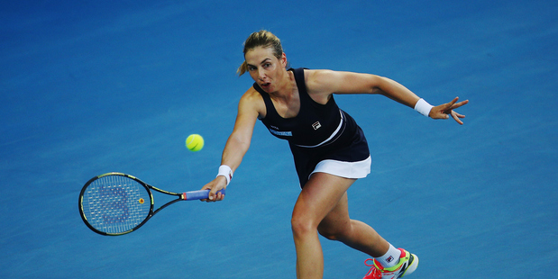 Marina Erakovic plays a forehand during the ASB Classic. Photo / Getty Images