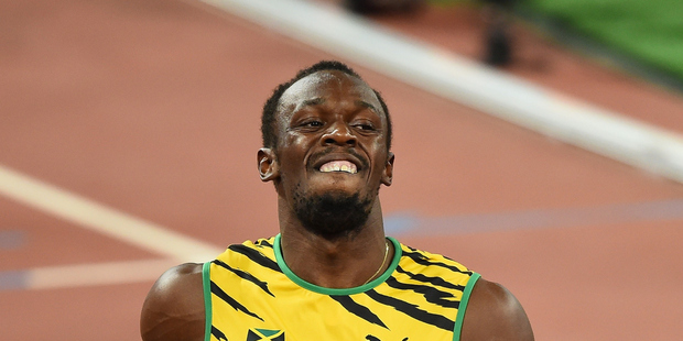 Usain Bolt running the relay at the IAAF World Championships in 2015. Photo / Getty Images