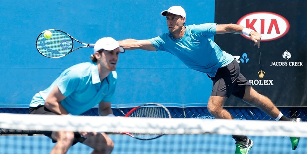 Marcus Daniell and Artem Sitak of New Zealand compete during the Australian Open. Photo / Getty Images