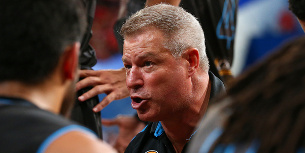 Dean Vickerman, coach of the Breakers addresses his players. Photo / Getty Images