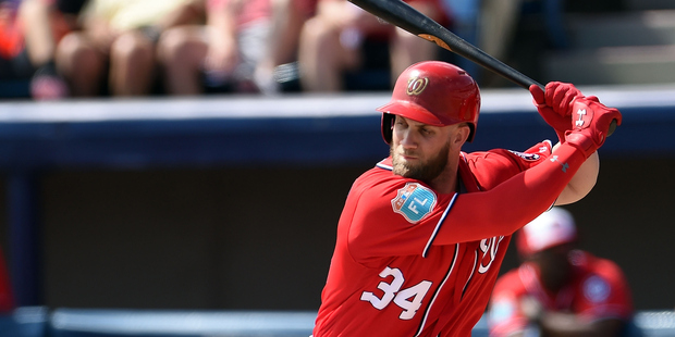 Bryce Harper during the first inning of a spring training game against the New York Mets. Photo / Getty Images