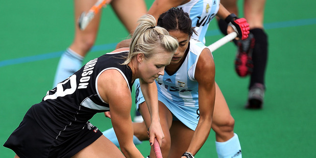 Charlotte Harrison playing against Argentina. Photo / Getty Images
