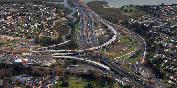 The latest photos show a highway and nearly completed cavernous shell. Photo / NZTA