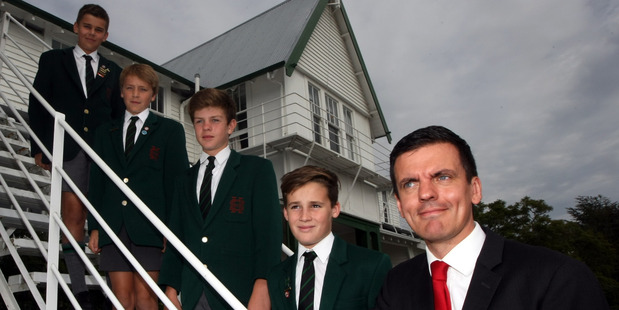 DESIGNED FOR BOYS: James Porima (left), Max Knobloch, Louis Sherwood, Archie Knight, and headmaster Steve Fiet, of Hereworth School in Havelock North. PHOTO/Paul Taylor.