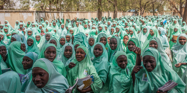 Hundreds of school girls leave the Women's Teachers College Secondary School at the end of a school day in Maiduguri, Nigeria. Photo / Jane Hahn, Washington Post