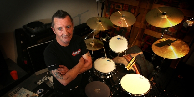 DRUM SOLO: AC/DC rocker Phil Rudd has been named one of the world's greatest drummers of all time, and still enjoys playing a few solos in his Matua home.PHOTO/JOHN BORREN