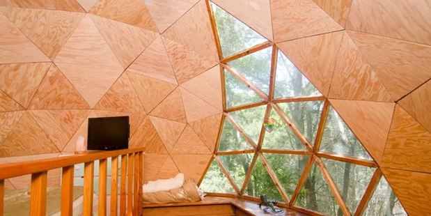 The interior of Kitty Mrache's Mushroom Dome Airbnb property in Santa Cruz, United States. Photo / Airbnb