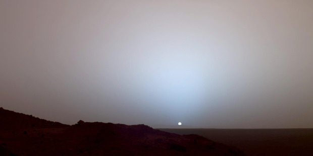 A Martian sunset captured by the NASA rover Spirit on May 19, 2005. Photo: NASA; JPL; Texas A&M; Cornell