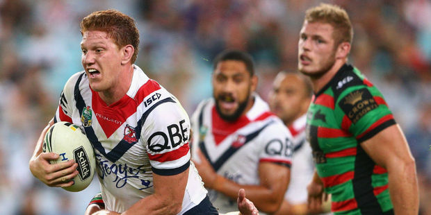 Dylan Napa makes a burst against the Rabbitohs. Photo / Getty
