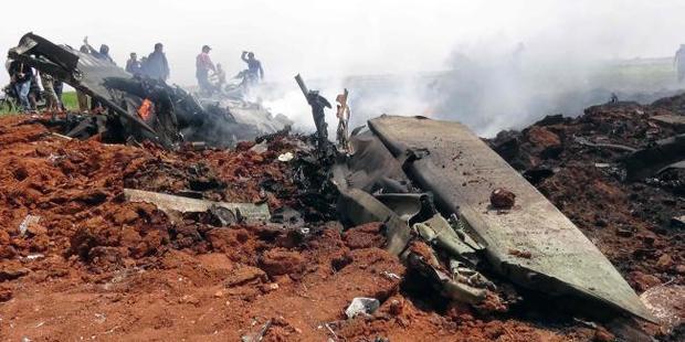 Wreckage of the warplane that has been shot down.