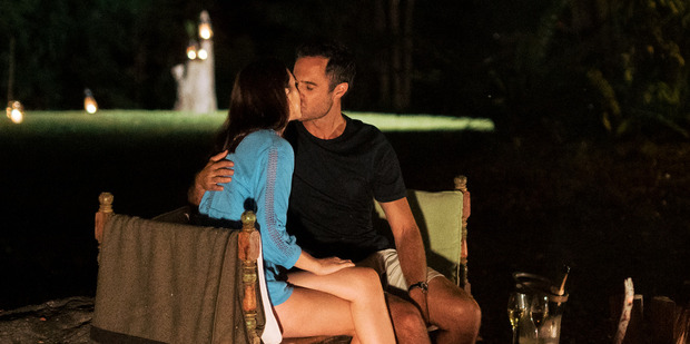 Jordan Mauger has an intimate moment with Storm Halkett on The Bachelor NZ.