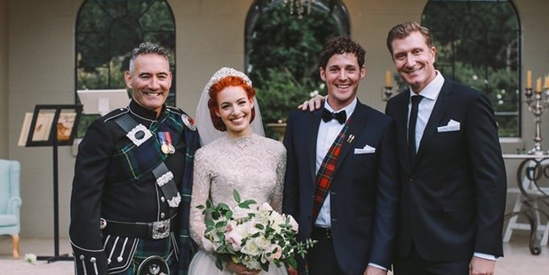 Anthony Field, Emma Watkins, Lachy Gillespie and Simon Pryce on Watkins and Gillespie's wedding day.