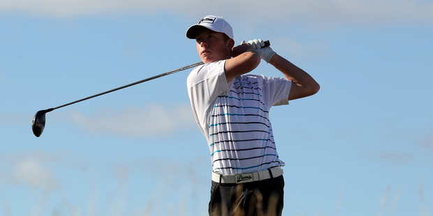 Daniel Hillier plays a driver during day two of the 2016 New Zealand Open. Photo / Getty Images